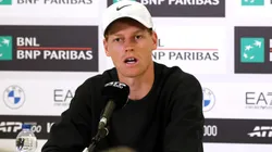 Jannik Sinner of Italy speaks to media during a press conference.