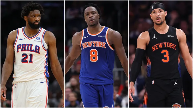 Joel Embiid, Og Anunoby and Josh Hart in 2026