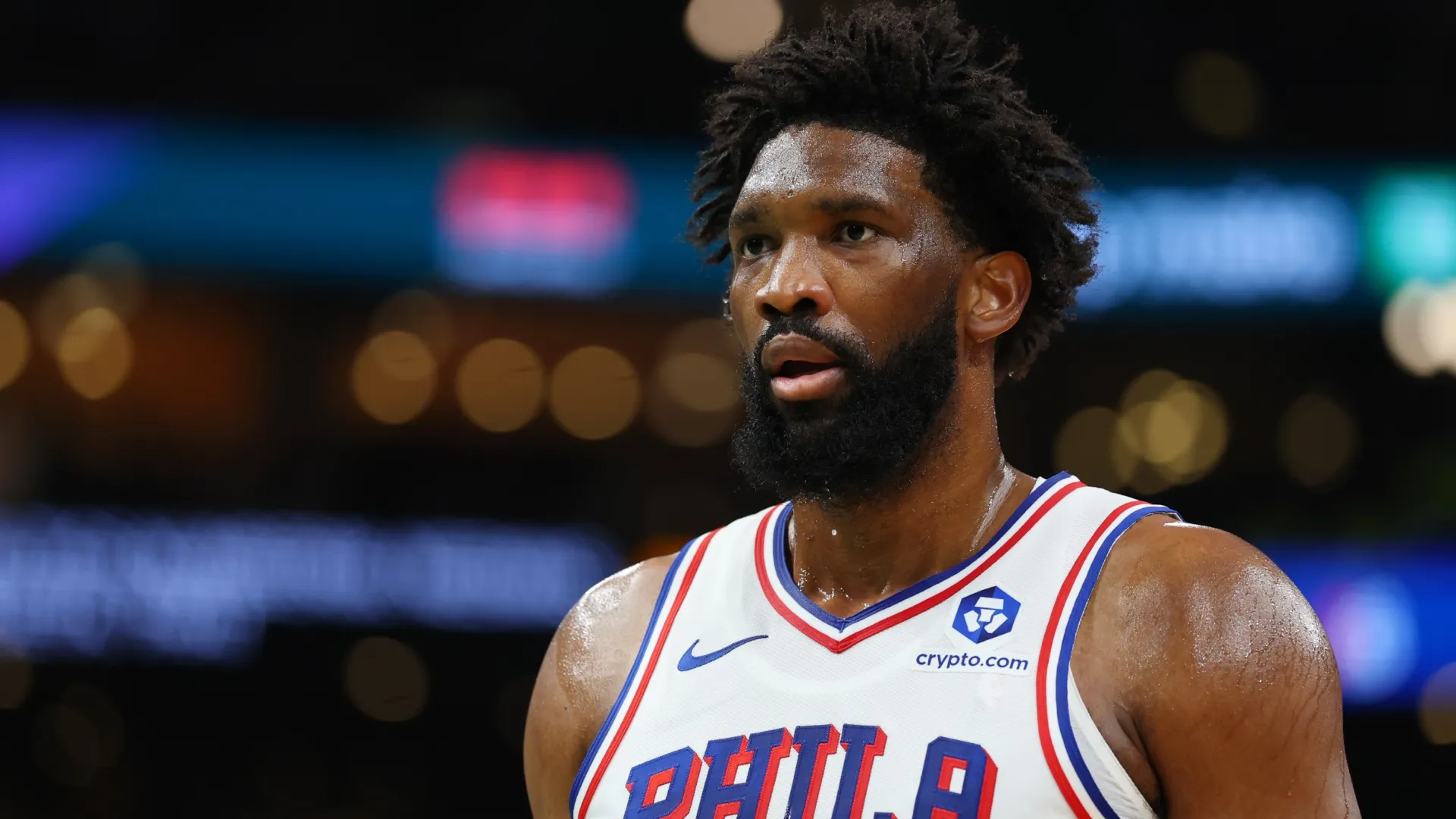 Joel Embiid #21 of the Philadelphia 76ers in 2026 (Source: Maddie Meyer/Getty Images)