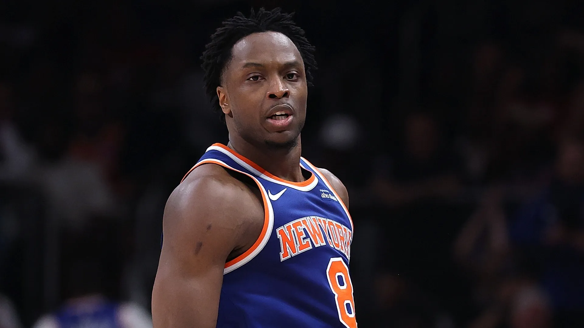 Og Anunoby #8 of the New York Knicks in 2026 (Source: Kevin C. Cox/Getty Images)