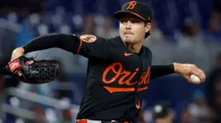 Cade Povich #37 of the Baltimore Orioles pitches during the second inning.