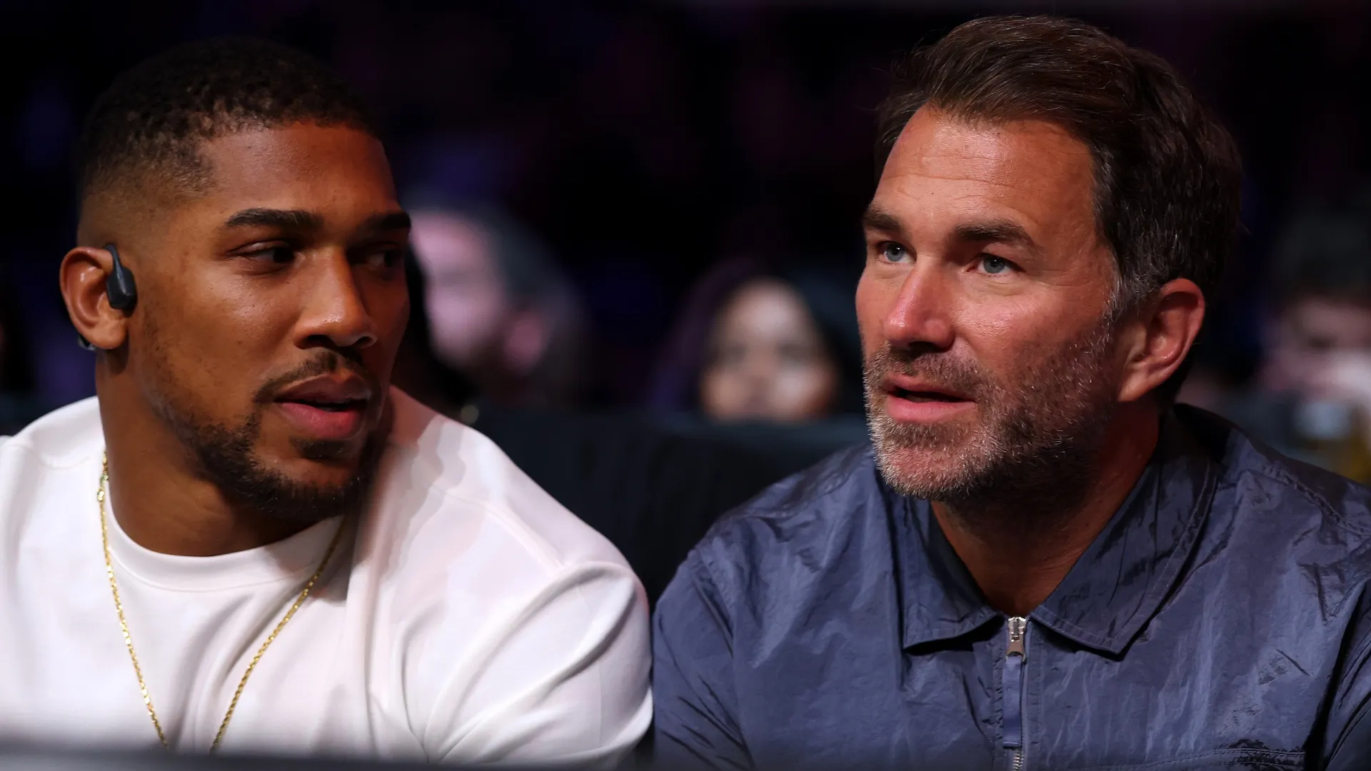 Anthony Joshua and Eddie Hearn in attendance during the Dereck Chisora v Deontay Wilder. Richard Pelham/Getty Images