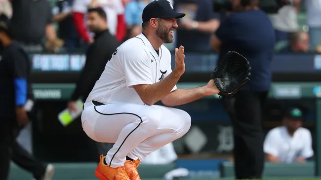 Justin Verlander #35 of the Tigers prior to playing. Gregory Shamus/Getty Images