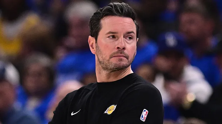 JJ Redick of the Los Angeles Lakers looks on.