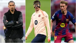 Raphinha (L) Robert Lewandowski (C) Frenkie de Jong (R).