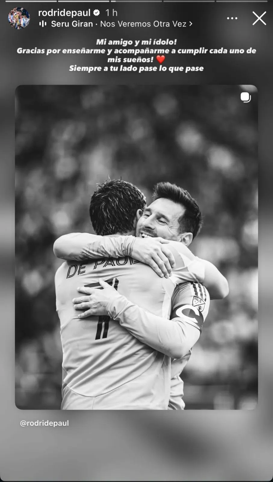Rodrigo De Paul's message on Instagram.