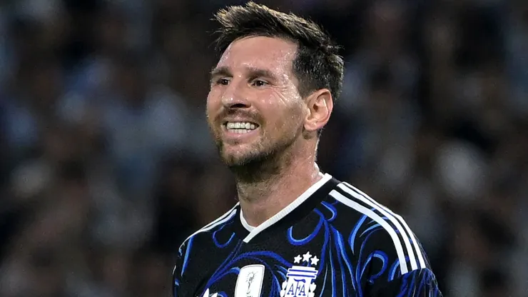 Lionel Messi of Argentina reacts.