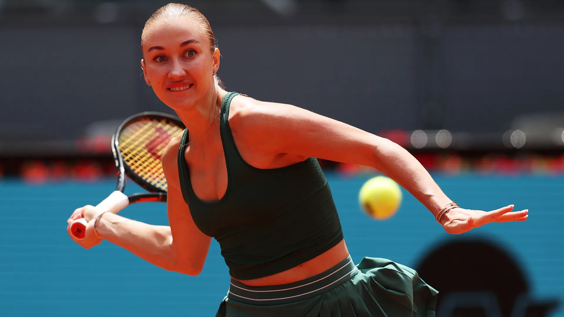 Anastasia Potapova during the Madrid Open quarter-final match at La Caja Magica (Source: Clive Brunskill/Getty Images)