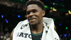 Anthony Edwards #5 of the Minnesota Timberwolves reacts.