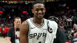 De'Aaron Fox walks off the court after a 114-93 win over the Portland Trail Blazers