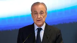 Florentino Perez, President of Real Madrid speaks.