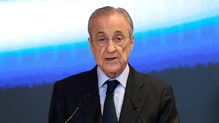 Florentino Perez, President of Real Madrid speaks.