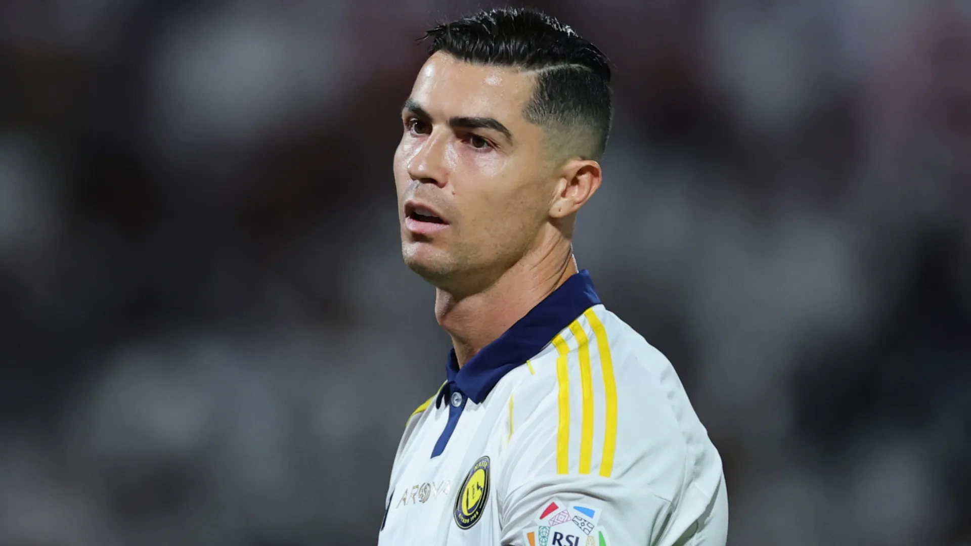 Cristiano Ronaldo of Al Nassr reacts during the Saudi Pro League match. Abdullah Ahmed/Getty Images