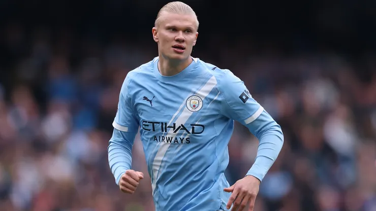 Erling Haaland during the Premier League match between Manchester City and Brentford
