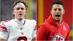 Jaxson Dart (L) Patrick Mahomes (R).