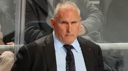 Craig Berube of the Maple Leafs handles the bench{