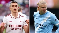 Leandro Trossard of Arsenal and Erling Haaland of Manchester City.