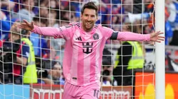 Lionel Messi celebrates a goal for Inter Miami.