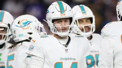 Quinn Ewers #14 of the Miami Dolphins in action during the game against the New England Patriots