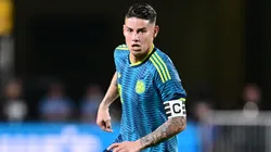 James Rodríguez of Colombia controls the ball.