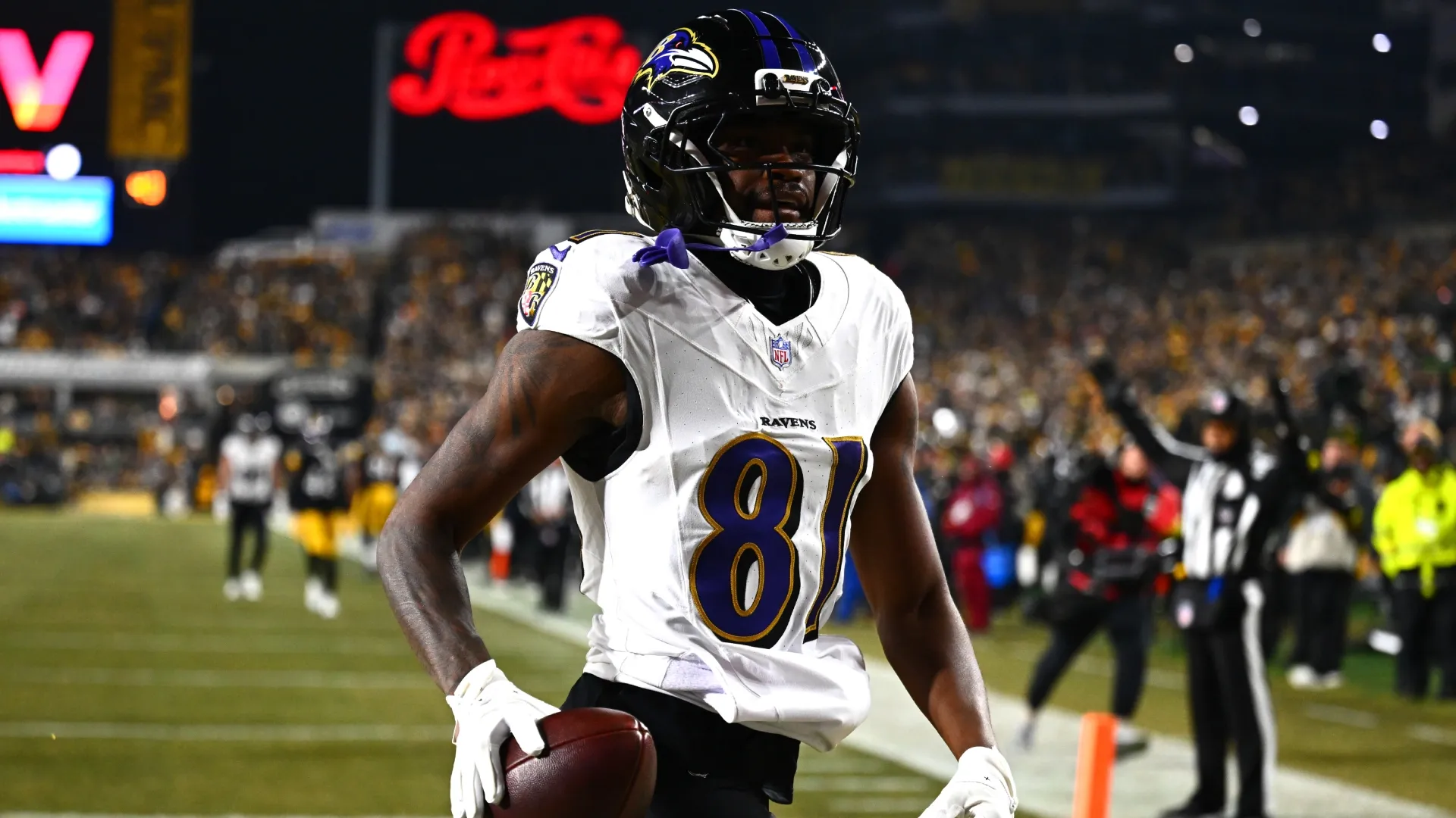 Devontez Walker #81 of the Baltimore Ravens celebrates a touchdown (Source: Joe Sargent/Getty Images)