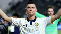 Cristiano Ronaldo of Al Nassr celebrates following the team's victory during the Saudi Pro League match