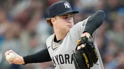 Cam Schlittler #31 of the New York Yankees throws a pitch.