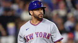 Tommy Pham #39 of the Mets in action against the Dodgers.