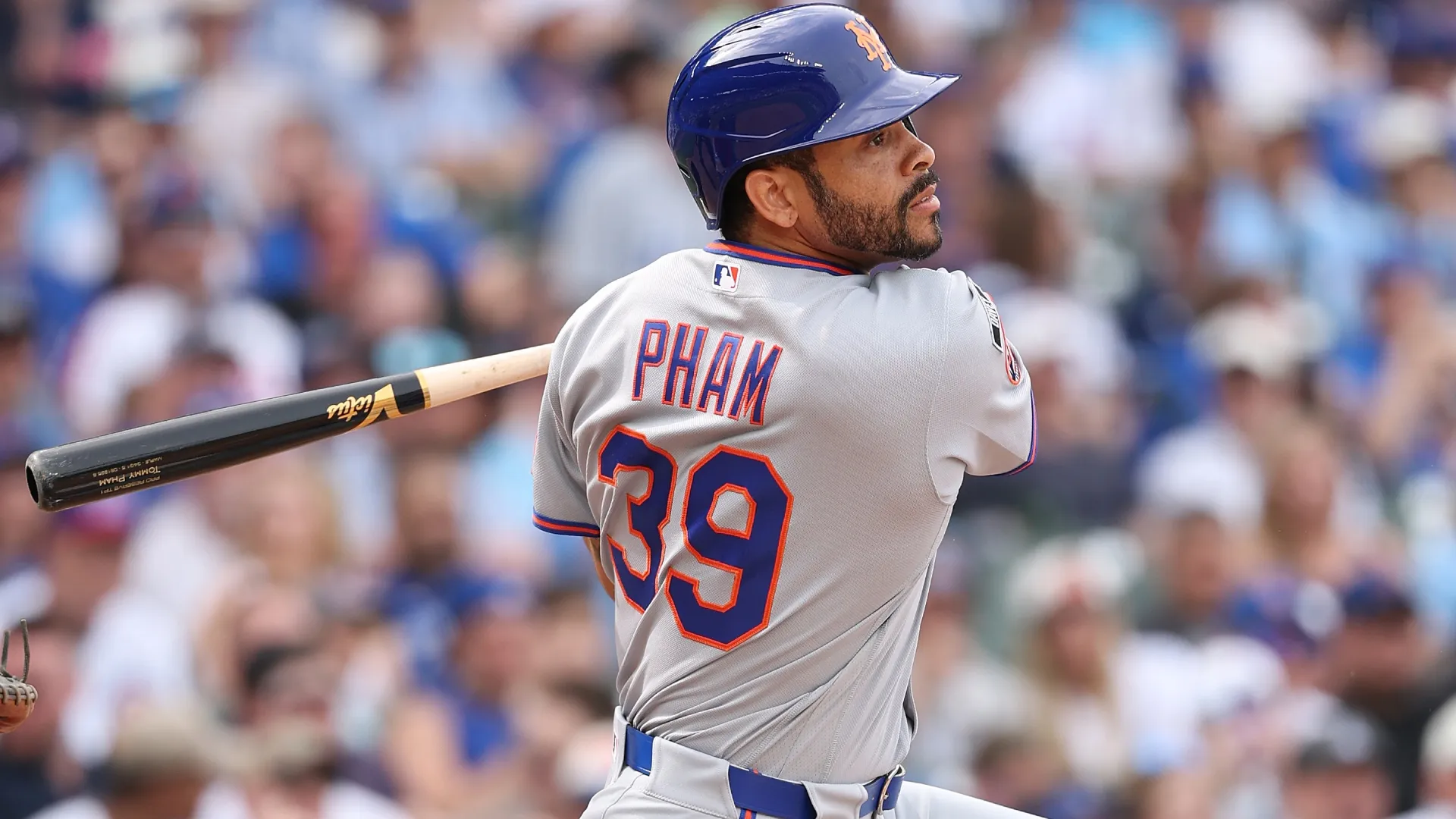 Tommy Pham #39 with the Mets at bat against the Cubs. Michael Reaves/Getty Images