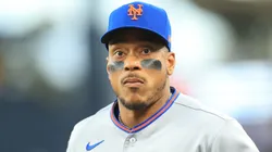 Jorge Polanco #11 of the New York Mets looks on.