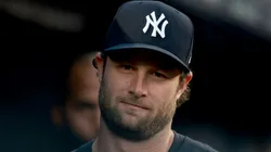 Gerrit Cole #45 of the New York Yankees looks on.