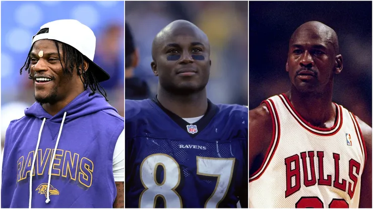 Lamar Jackson (left), Qadry Ismail, and Michael Jordan.