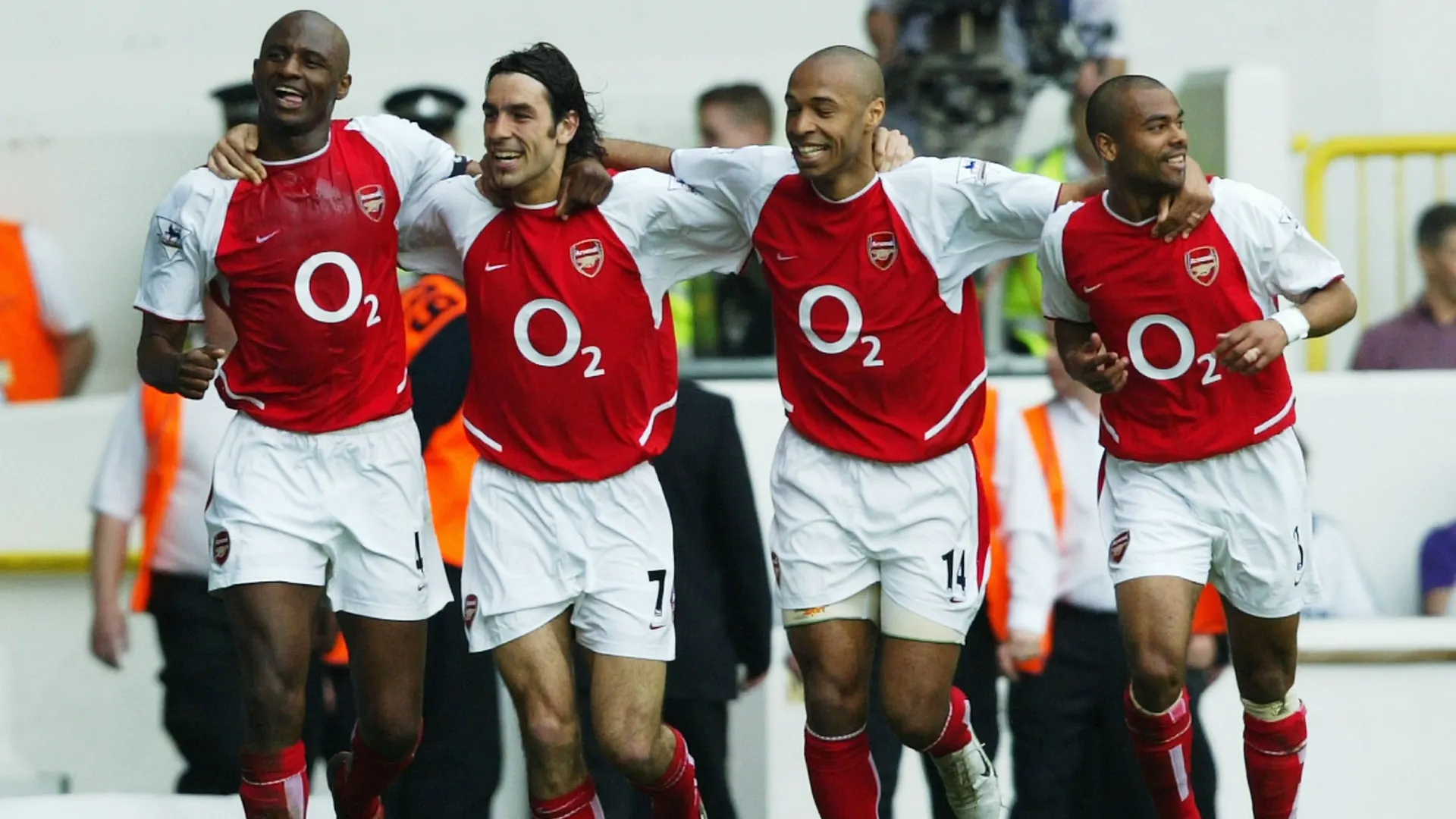 Patrick Vieira, Robert Pires, Thierry Henry and Ashley Cole of Arsenal in 2004 (Source: Shaun Botterill/Getty Images)