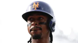 Francisco Lindor #12 of the New York Mets reacts.