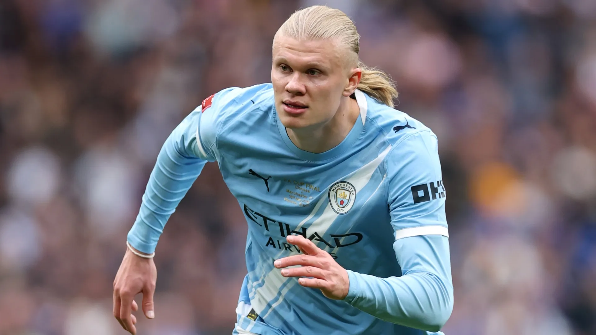 Erling Haaland of Manchester City during the Emirates FA Cup Final match (Source: Justin Setterfield/Getty Images)