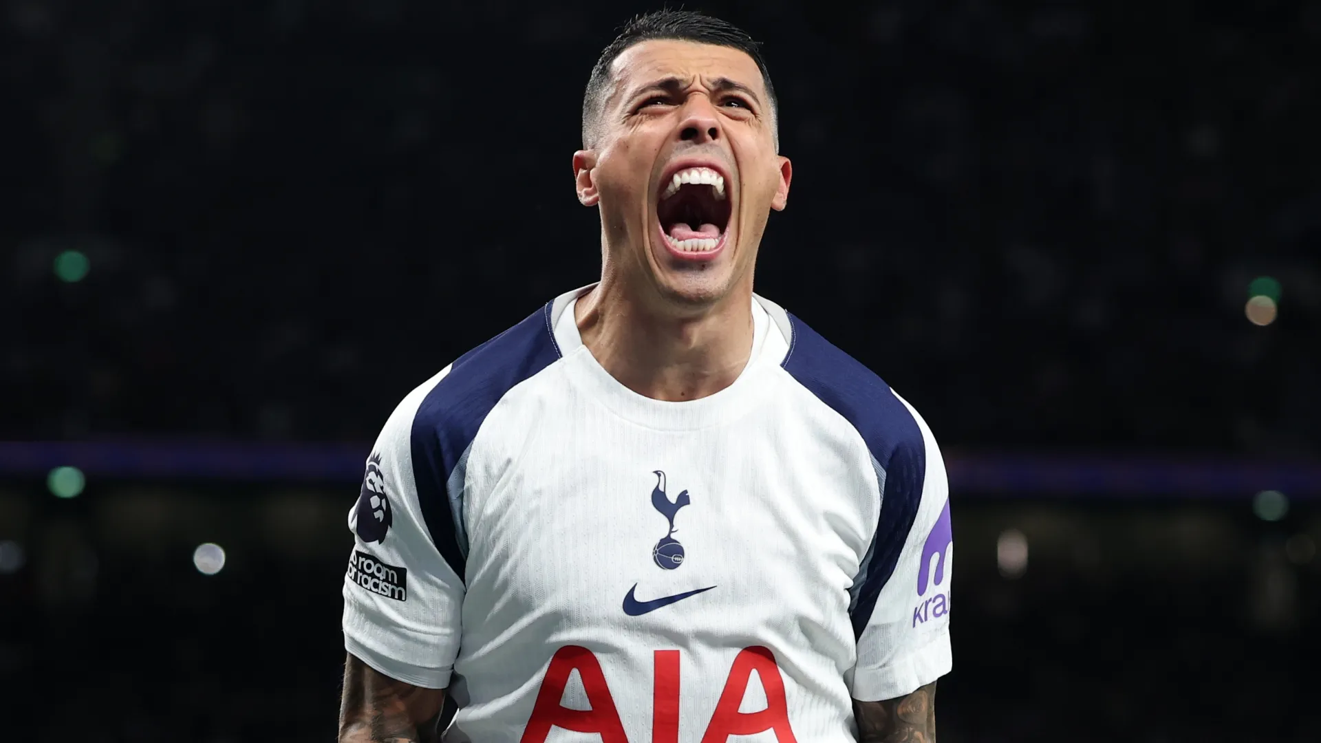 Pedro Porro of Tottenham Hotspur during the Premier League match (Source: Alex Pantling/Getty Images)