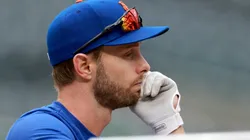 Austin Slater #40 of the New York Mets looks on.