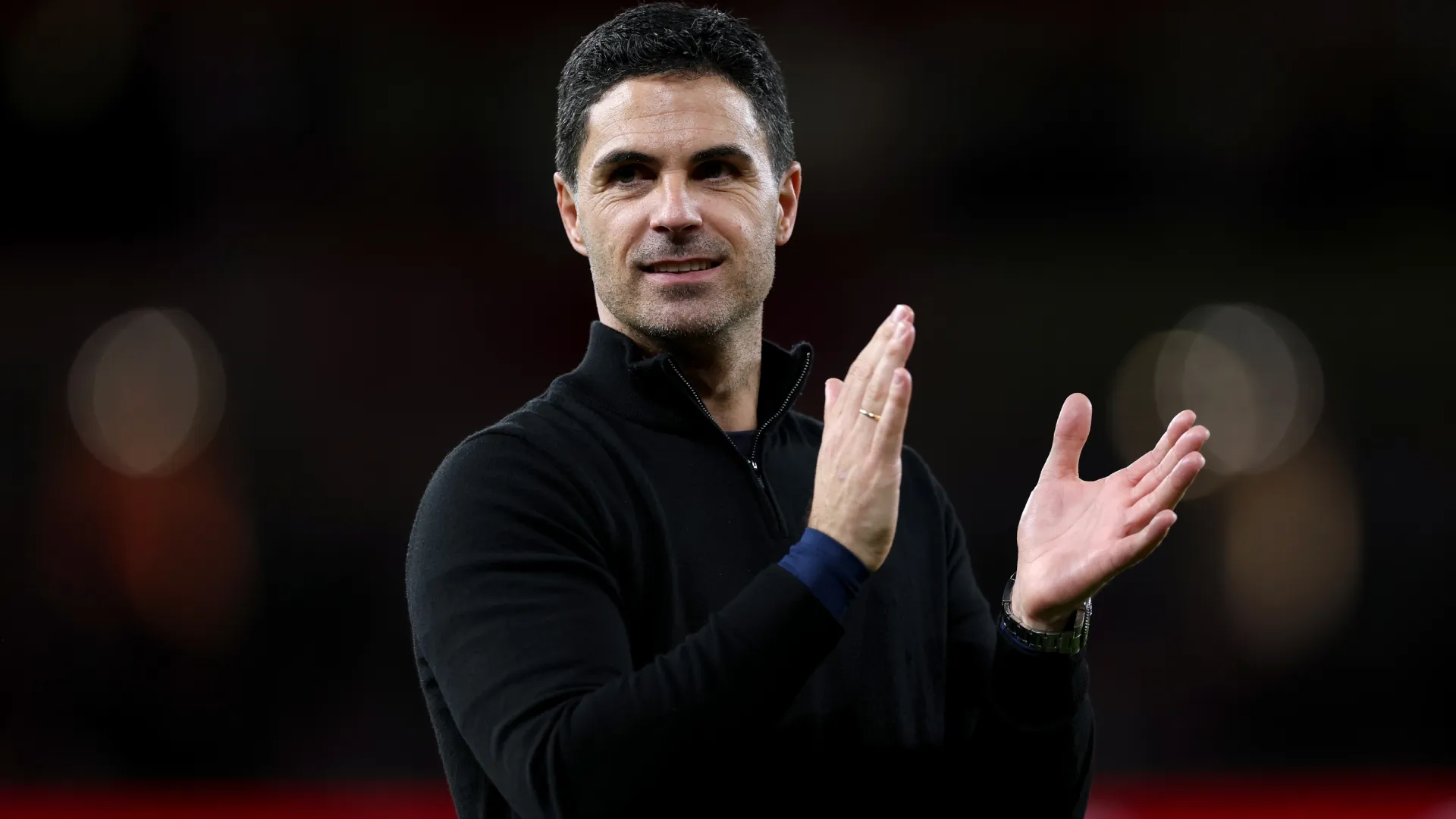 Mikel Arteta applauds the fans after the team’s victory in the Premier League match (Source: Justin Setterfield/Getty Images)