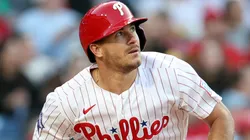 J.T. Realmuto #10 of the Phillies in action during a game.