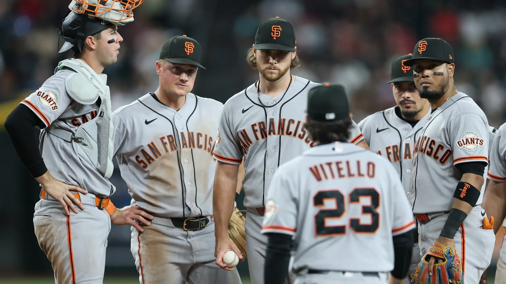 Starting pitcher Landen Roupp of the Giants reacts after being removed. Christian Petersen/Getty Images