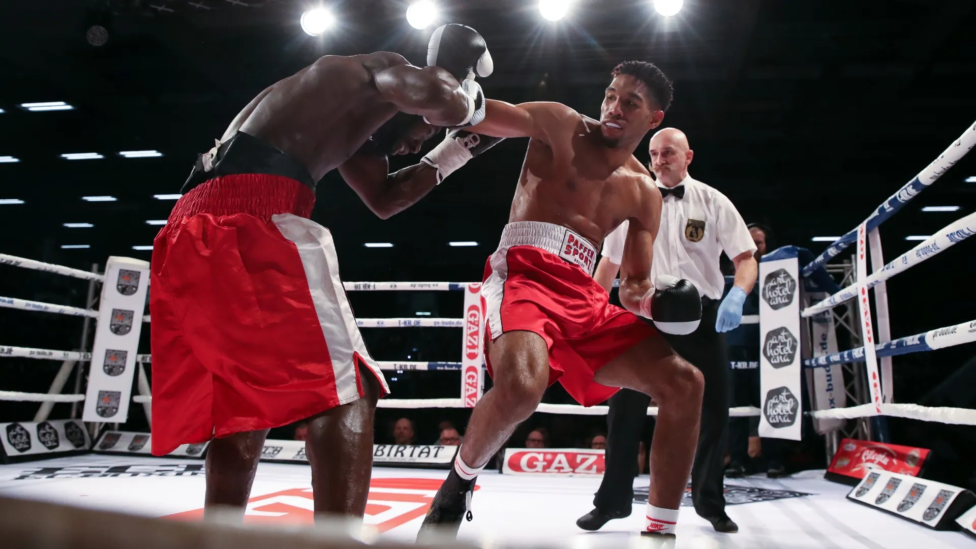 Osleys Iglesias and Bernard Donfack exchage punches. Alex Grimm/Getty Images