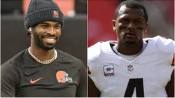 Shedeur Sanders (L) Deshaun Watson (R).