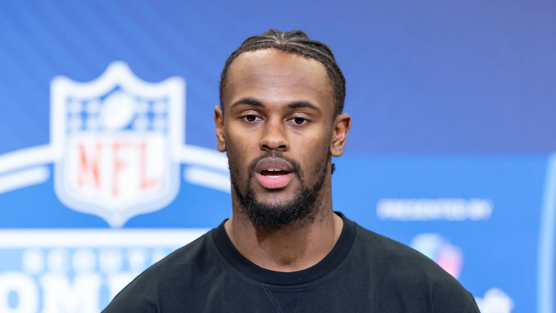 Malachi Fields during the NFL Combine.