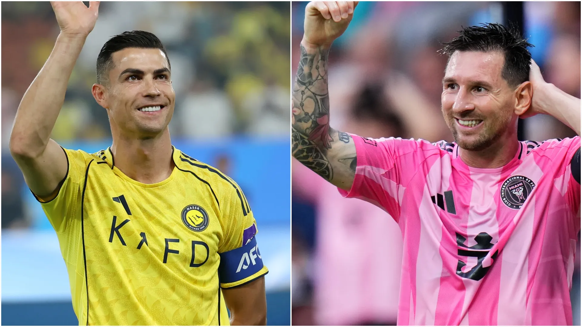 Cristiano Ronaldo of Al Nassr and Lionel Messi of Inter Miami in 2026 (Source: Yasser Bakhsh/Rich Storry — Getty Images)