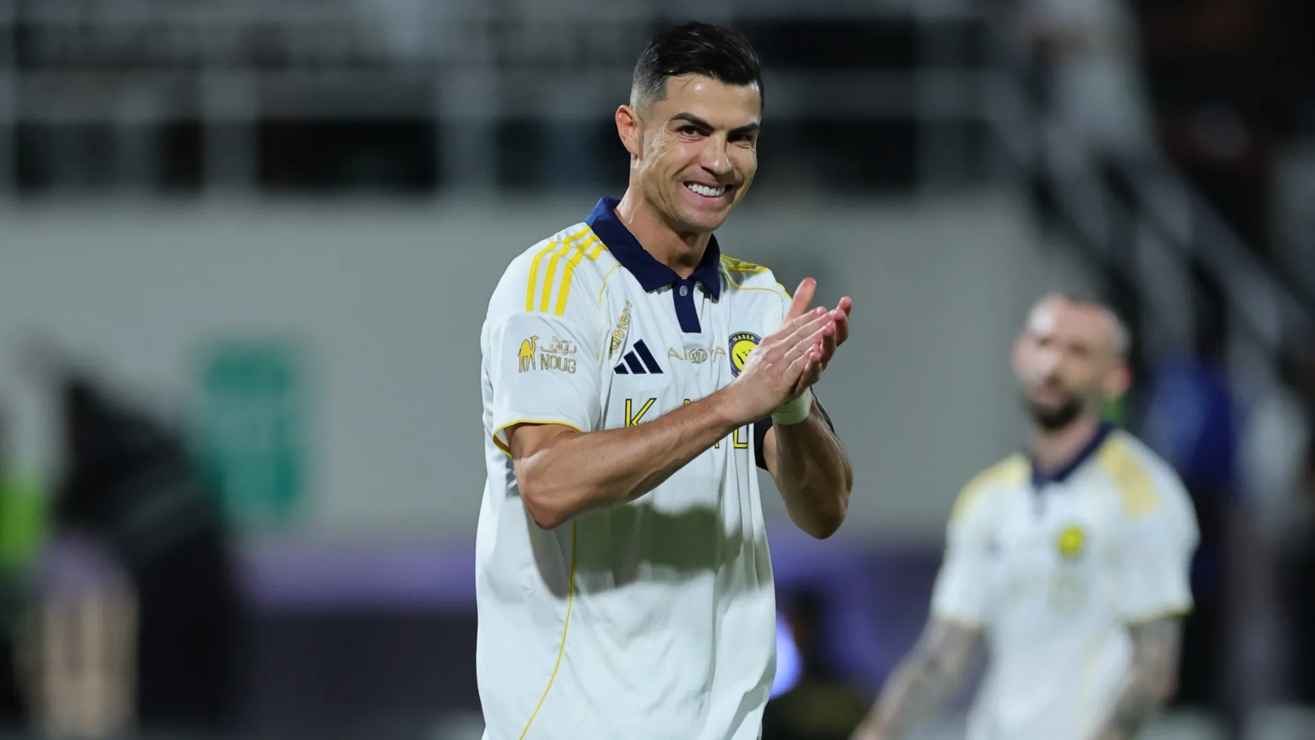 Cristiano Ronaldo of Al Nassr reacts during the Saudi Pro League match (Source: Abdullah Ahmed/Getty Images)