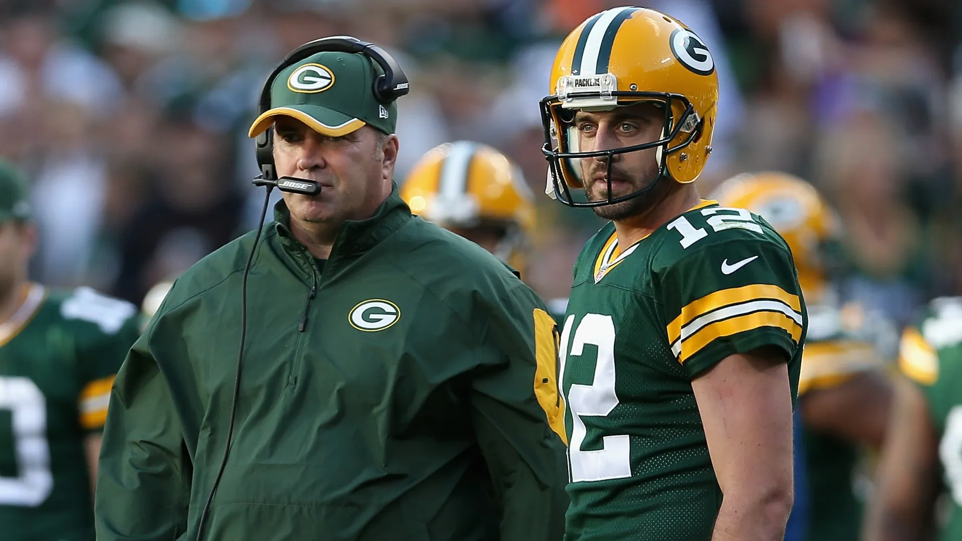 Aaron Rodgers with Mike McCarthy