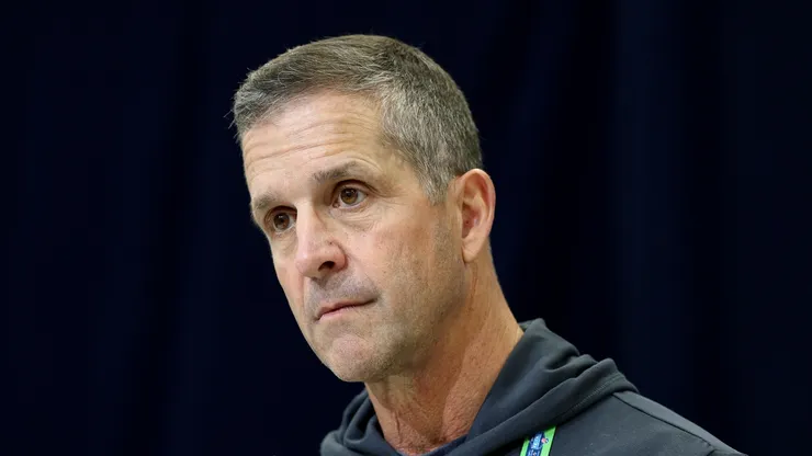 John Harbaugh at the Indiana Convention Center.