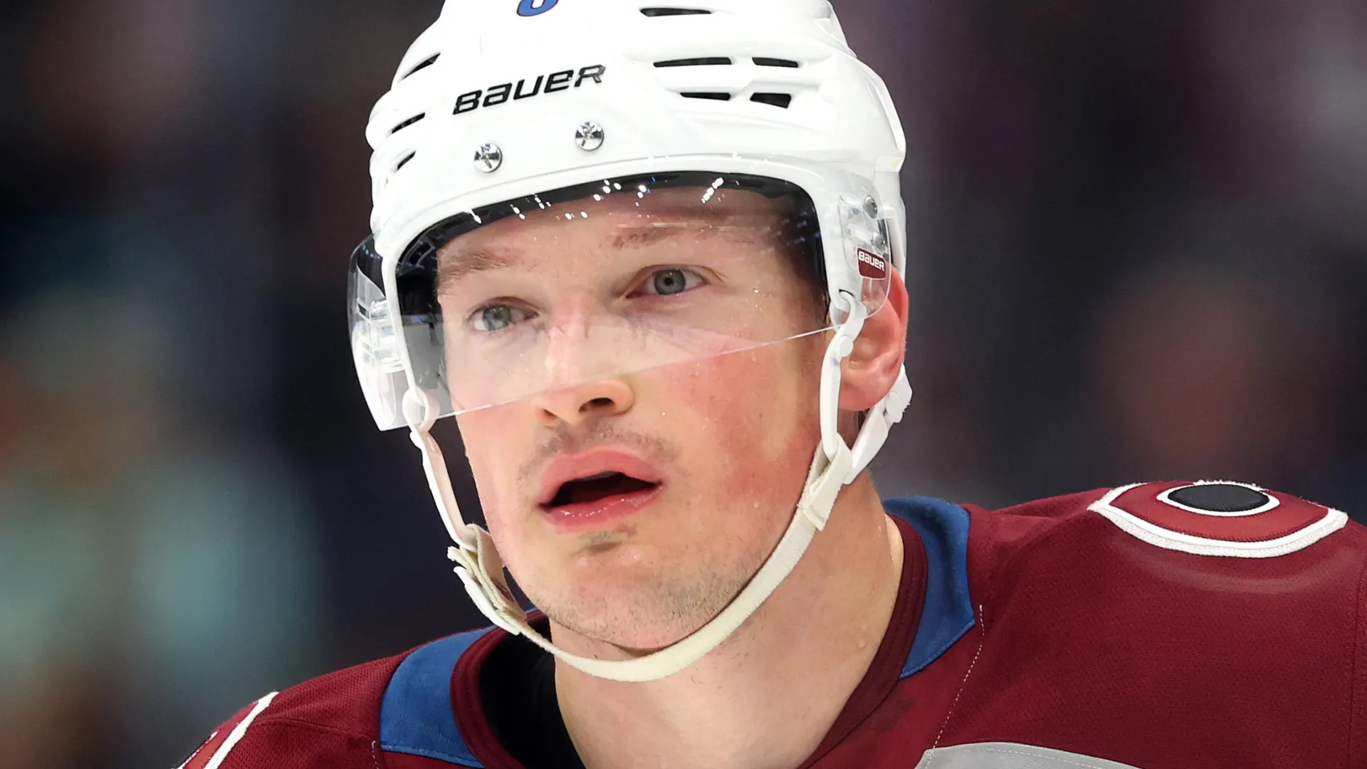 Cale Makar looks on during the first period against the Seattle Kraken (Source: Steph Chambers/Getty Images)