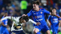 Jordan Carrillo of Pumas and Agustin Palavecino of Cruz Azul.