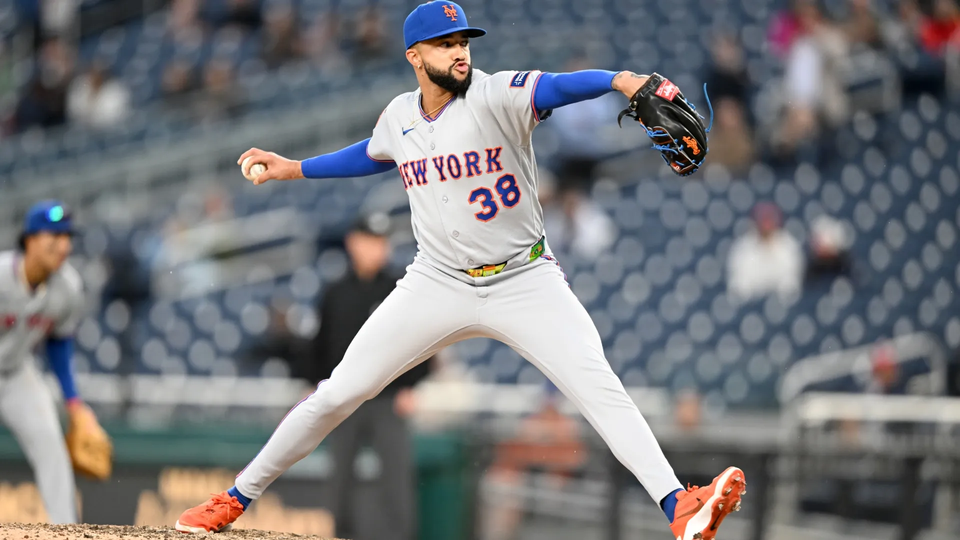 Devin Williams #38 of the Mets pitches in the ninth inning against the Nationals at Nationals Park on May 21, 2026 in Washington, DC. Greg Fiume/Getty Images